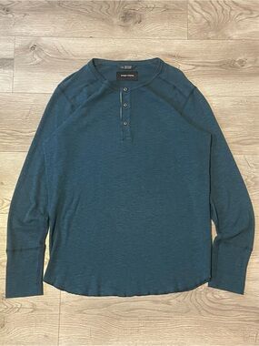 Wings + Horns Teal Green-Blue Long-Sleeve Henley